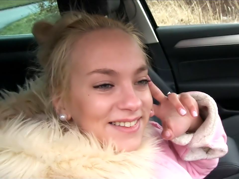 Blonde fucked in a car