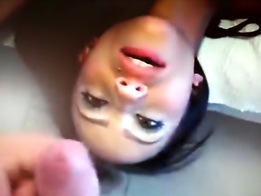 Pretty Latina chick throat fucked and jizzed in her mouth